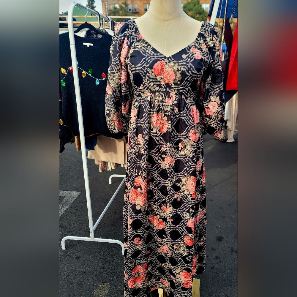 Floral Black and Pink Women's Dress